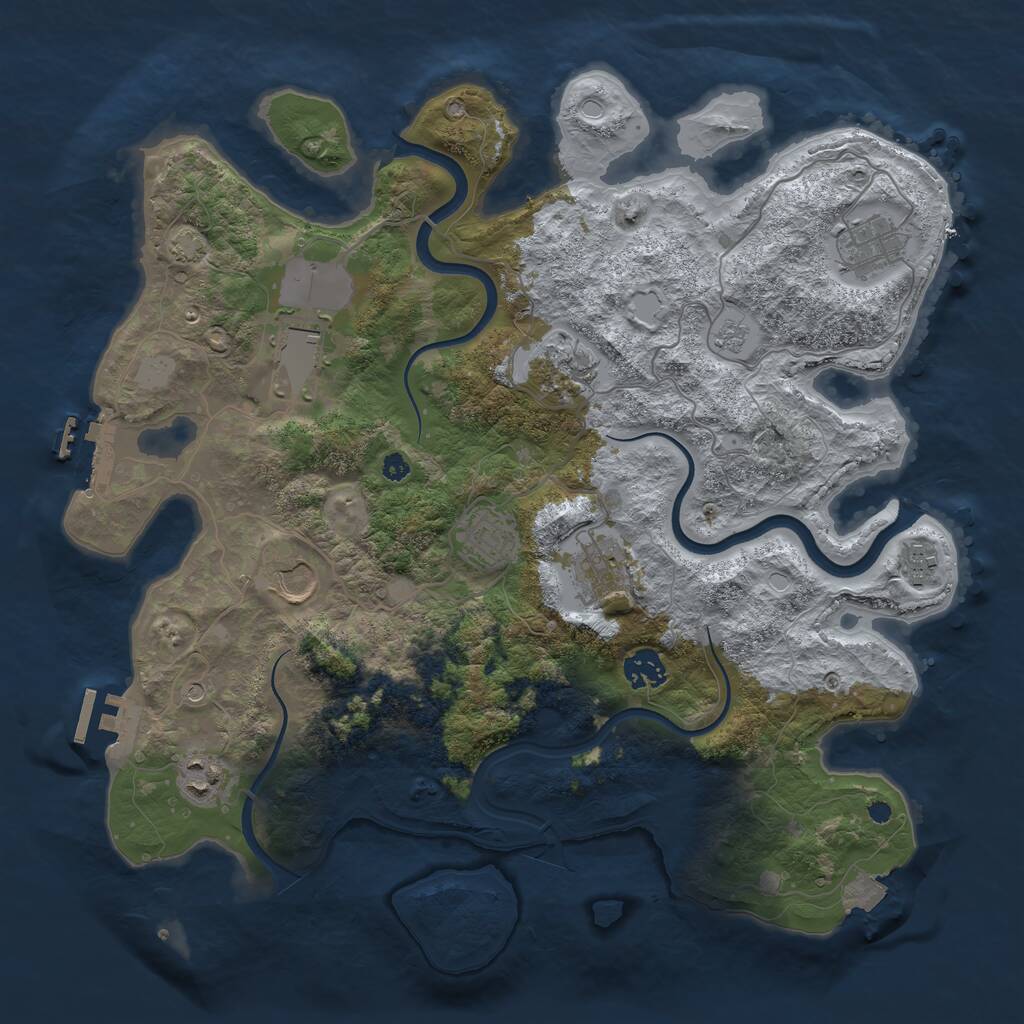 Rust Map: Procedural Map, Size: 3750, Seed: 323624, 15 Monuments
