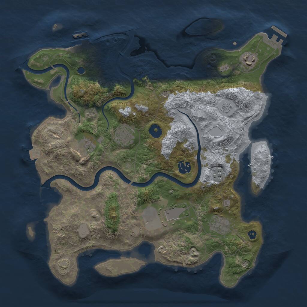 Rust Map: Procedural Map, Size: 3500, Seed: 301362302, 13 Monuments