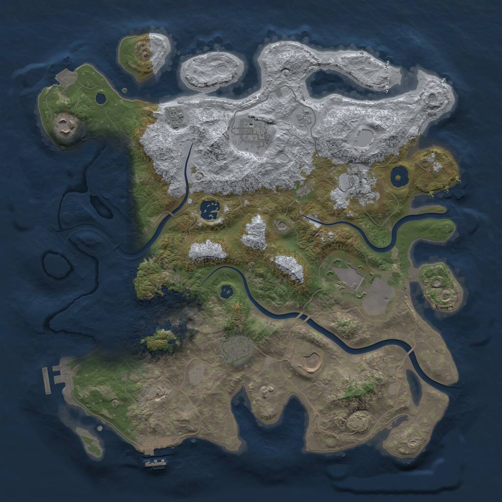 Rust Map: Procedural Map, Size: 3750, Seed: 765055, 14 Monuments