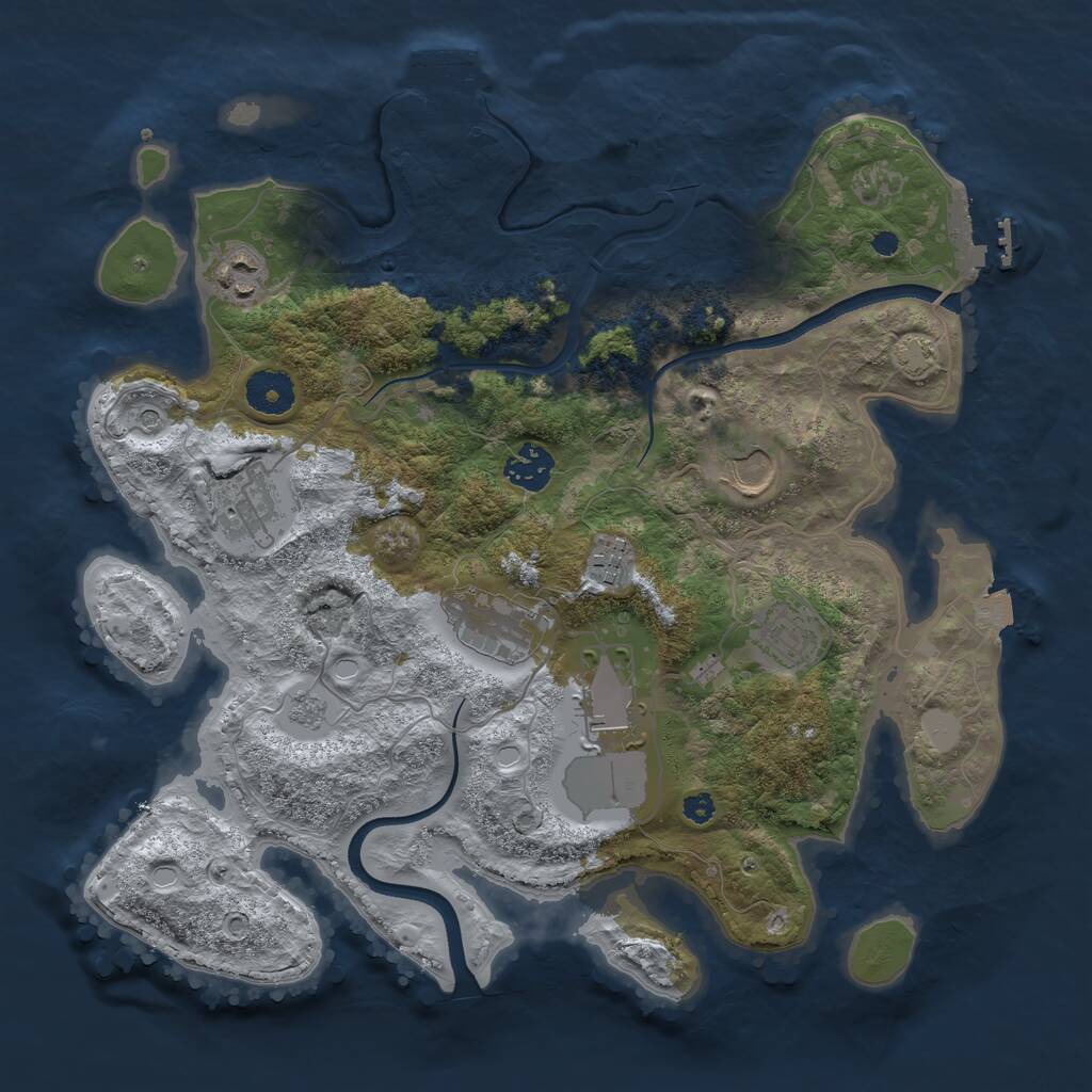 Rust Map: Procedural Map, Size: 3500, Seed: 1996802346, 14 Monuments