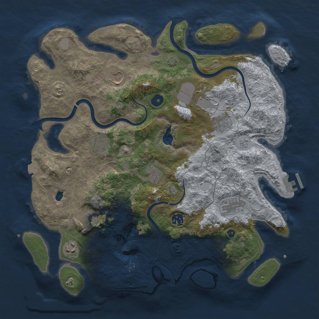 Rust Map: Procedural Map, Size: 4000, Seed: 46327, 15 Monuments