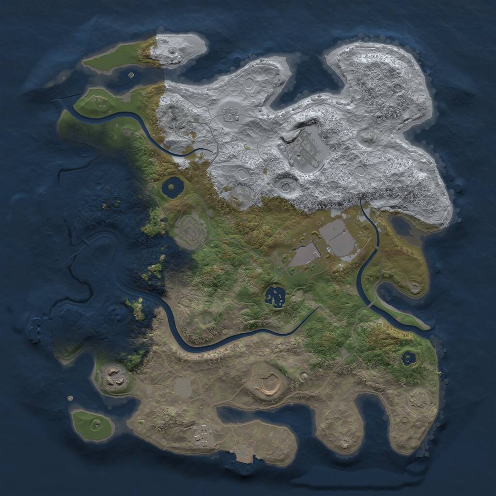 Rust Map: Procedural Map, Size: 3500, Seed: 544310, 13 Monuments