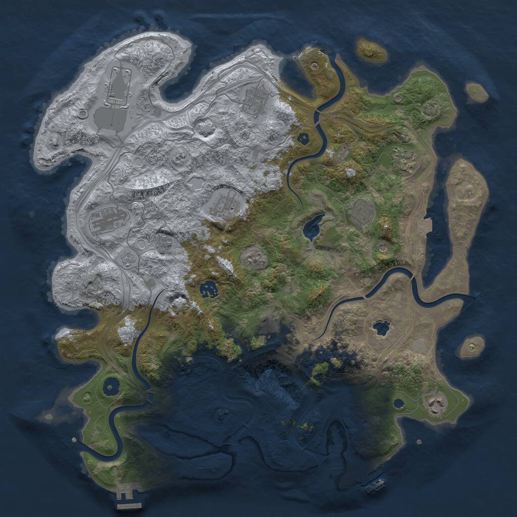 Rust Map: Procedural Map, Size: 4300, Seed: 648255, 16 Monuments