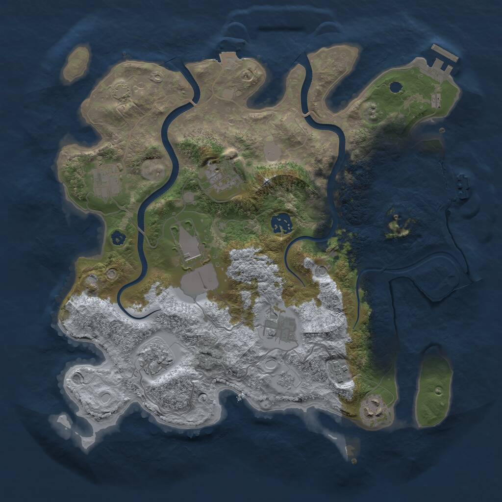 Rust Map: Procedural Map, Size: 3500, Seed: 1203581302, 14 Monuments