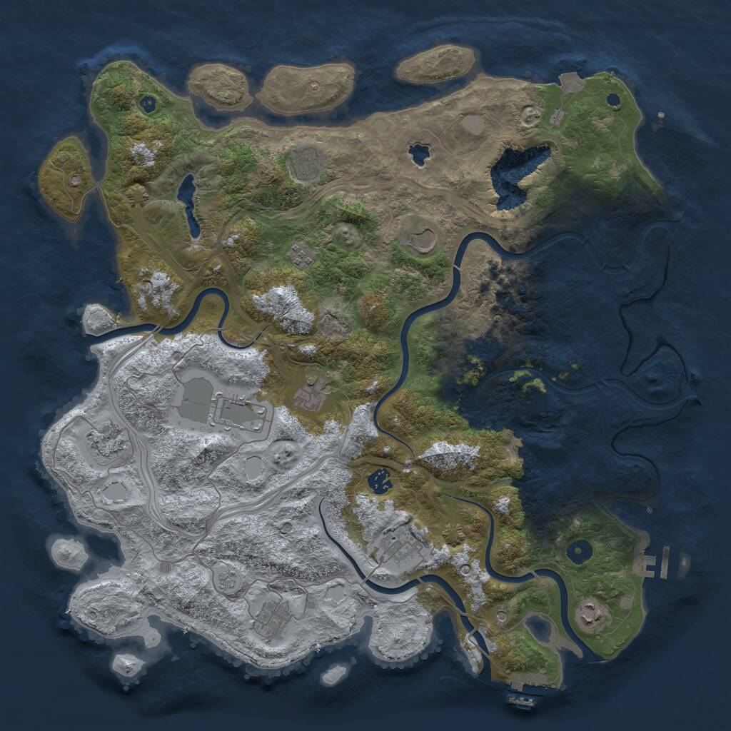 Rust Map: Procedural Map, Size: 4500, Seed: 722762, 16 Monuments