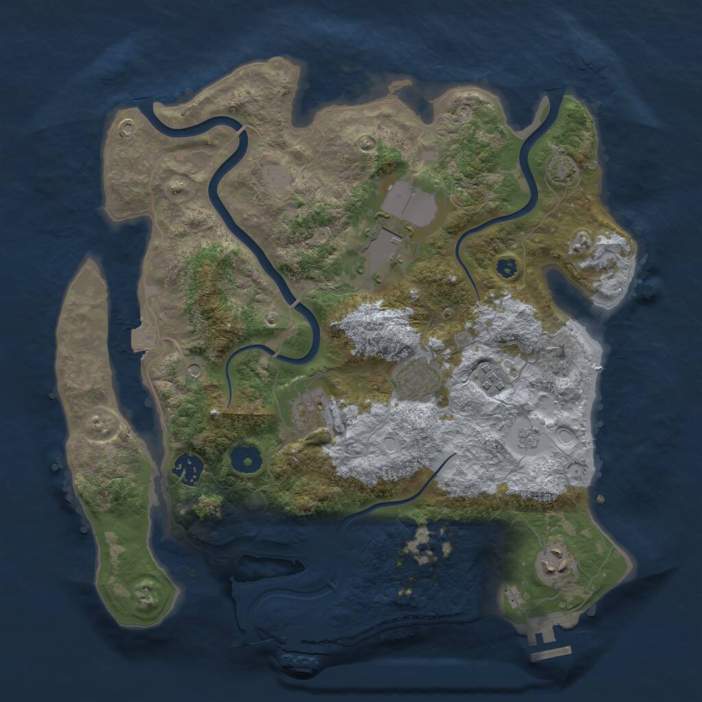 Rust Map: Procedural Map, Size: 3500, Seed: 2055357626, 12 Monuments