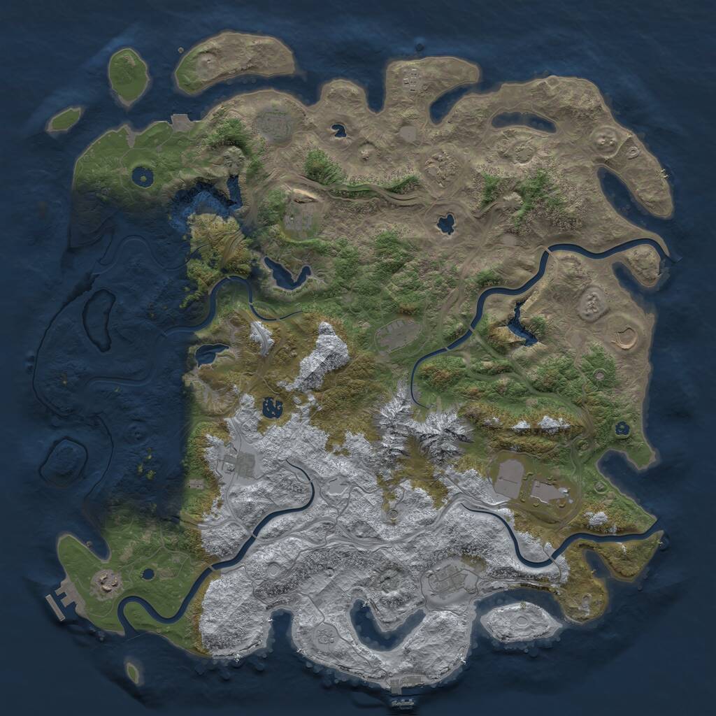 Rust Map: Procedural Map, Size: 5000, Seed: 1869610054, 17 Monuments