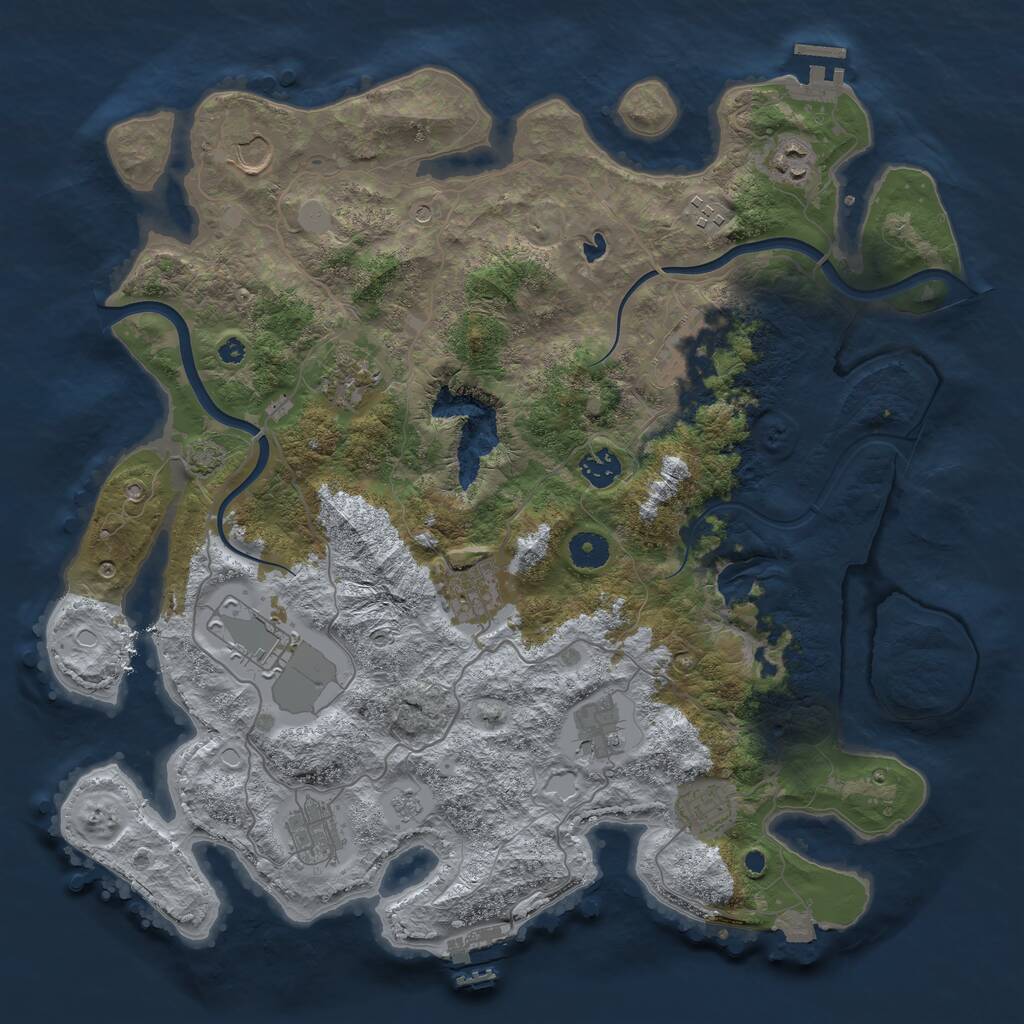Rust Map: Procedural Map, Size: 4000, Seed: 1985651496, 17 Monuments