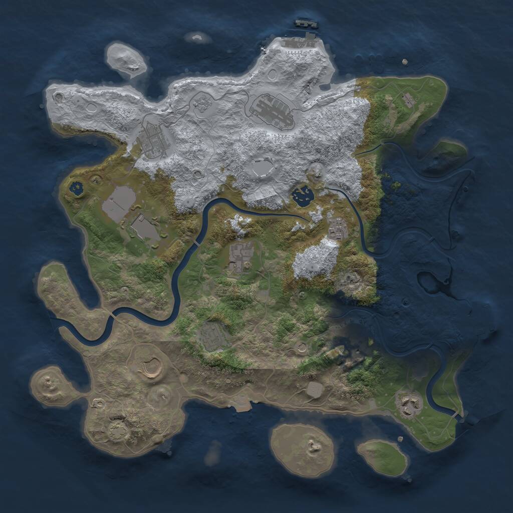 Rust Map: Procedural Map, Size: 3750, Seed: 887105, 16 Monuments