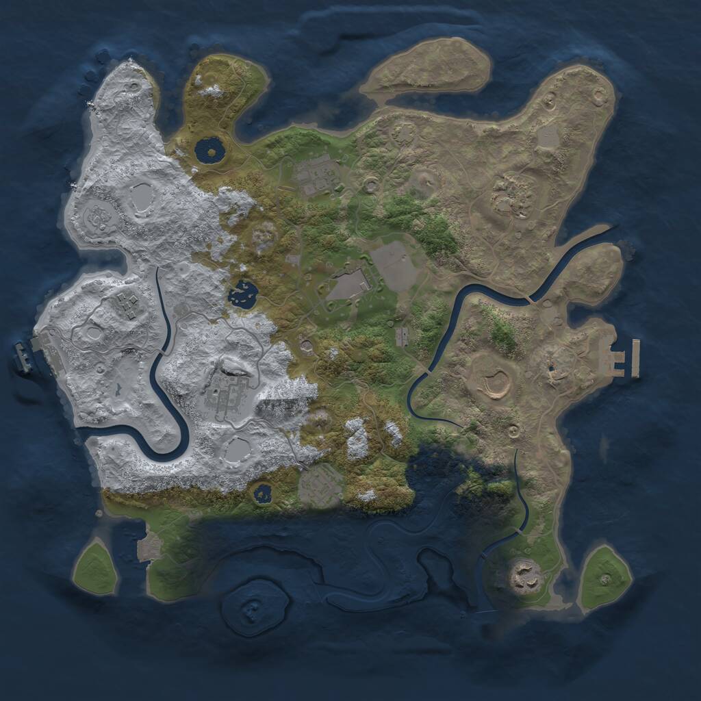 Rust Map: Procedural Map, Size: 3700, Seed: 2018978401, 15 Monuments