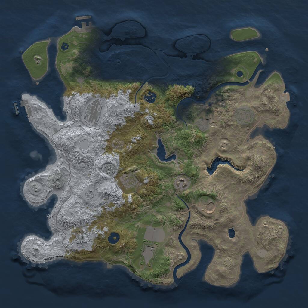 Rust Map: Procedural Map, Size: 4000, Seed: 394403, 16 Monuments