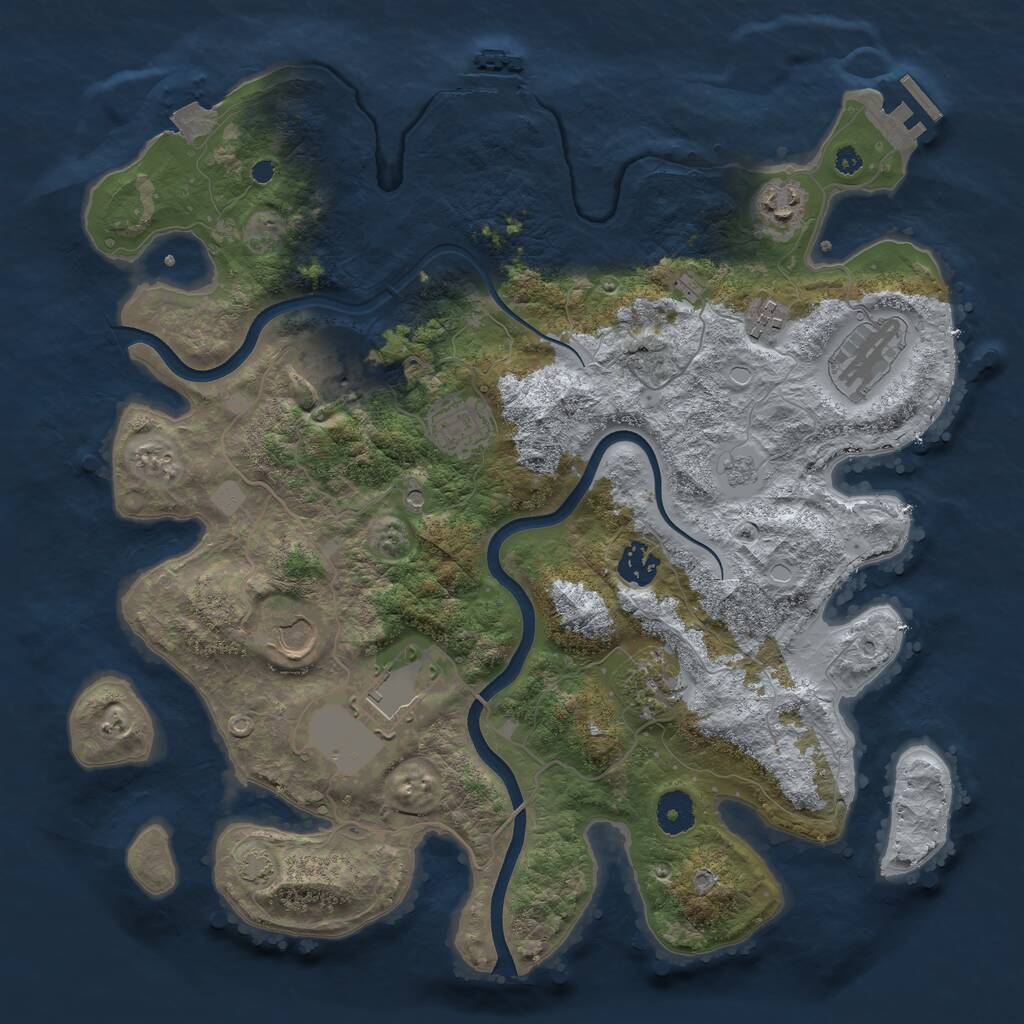 Rust Map: Procedural Map, Size: 3750, Seed: 954136, 15 Monuments