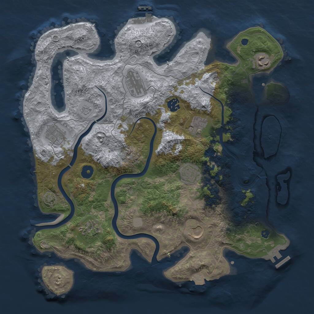Rust Map: Procedural Map, Size: 3700, Seed: 1710308732, 15 Monuments