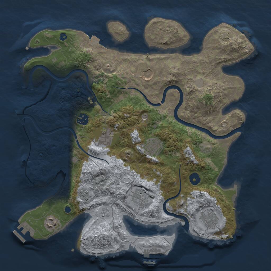 Rust Map: Procedural Map, Size: 3500, Seed: 1372132143, 14 Monuments