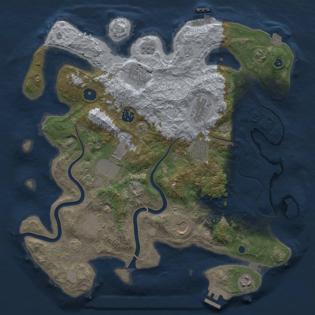 Rust Map: Procedural Map, Size: 3750, Seed: 1212449511, 15 Monuments