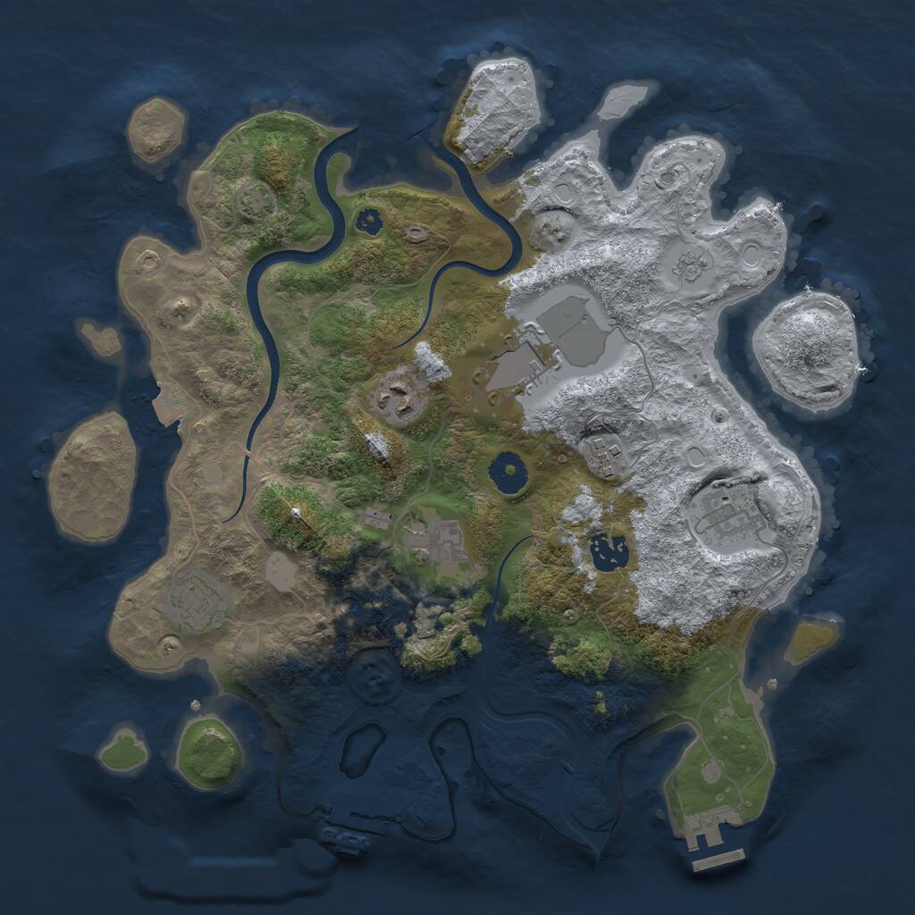 Rust Map: Procedural Map, Size: 3500, Seed: 15069629, 13 Monuments