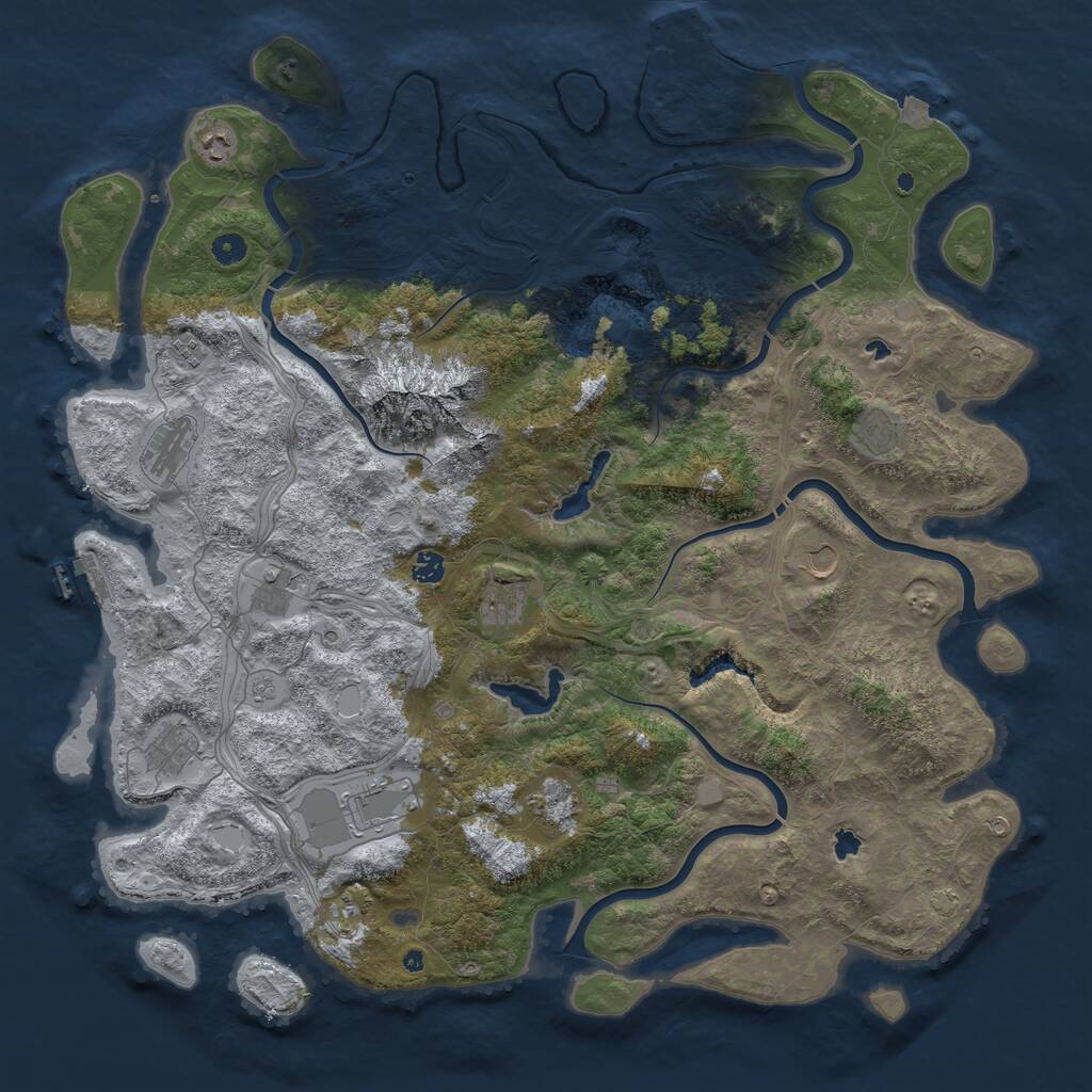 Rust Map: Procedural Map, Size: 5000, Seed: 117514, 17 Monuments