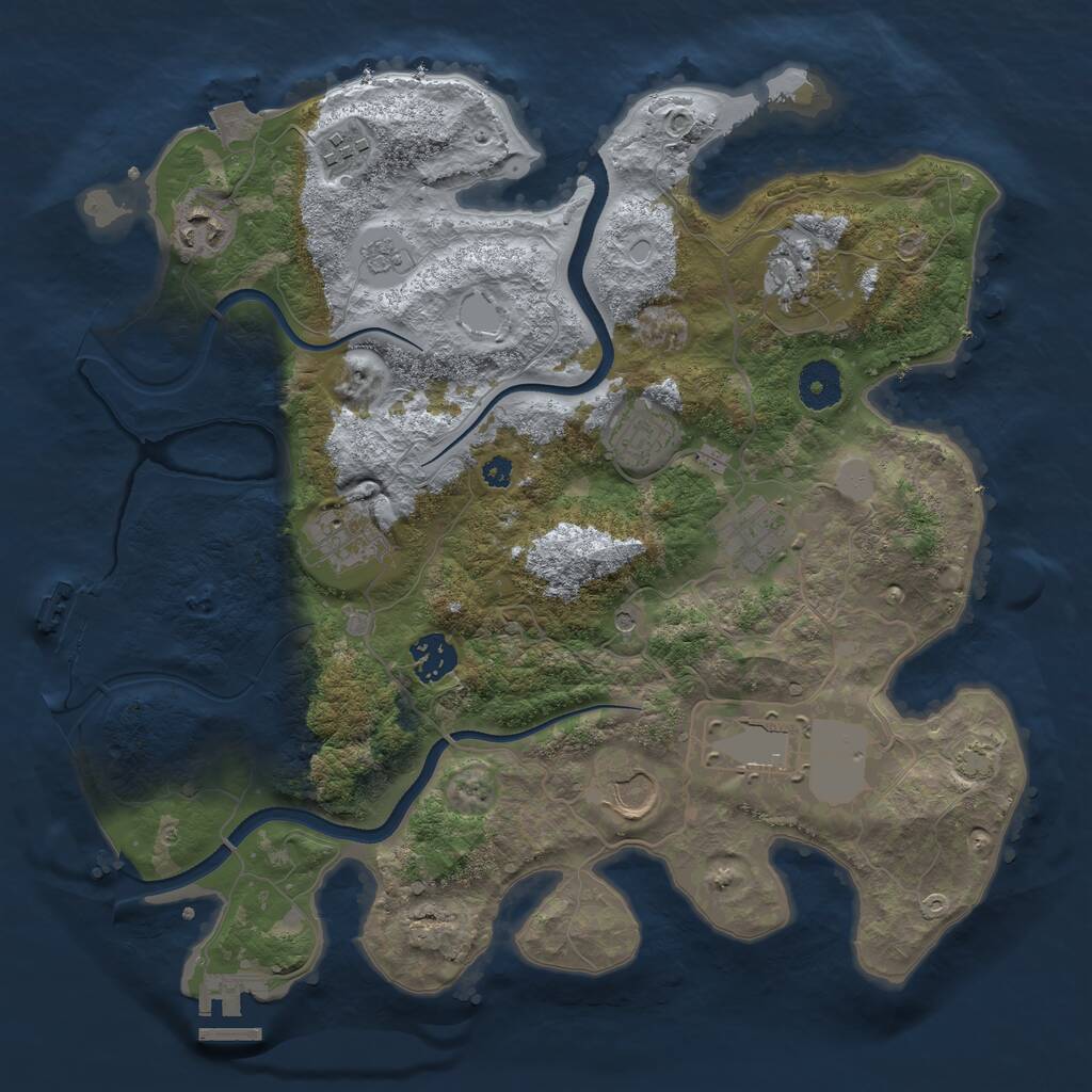 Rust Map: Procedural Map, Size: 3500, Seed: 1100226646, 15 Monuments