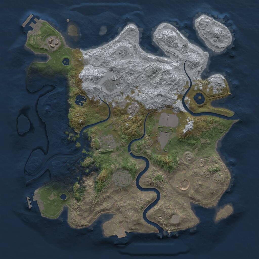 Rust Map: Procedural Map, Size: 3500, Seed: 1752646769, 14 Monuments