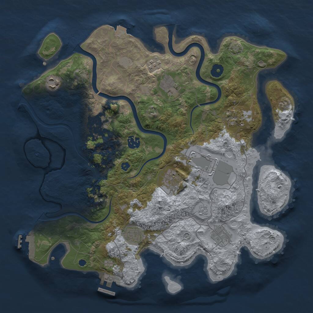Rust Map: Procedural Map, Size: 3600, Seed: 104766, 16 Monuments