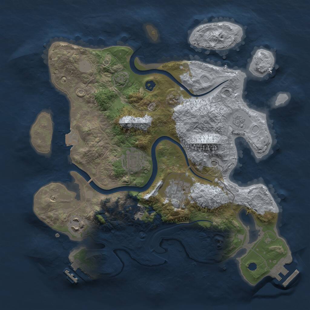 Rust Map: Procedural Map, Size: 3000, Seed: 21056, 10 Monuments