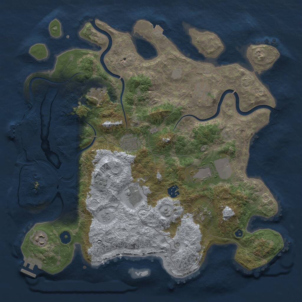 Rust Map: Procedural Map, Size: 3850, Seed: 2028430875, 15 Monuments