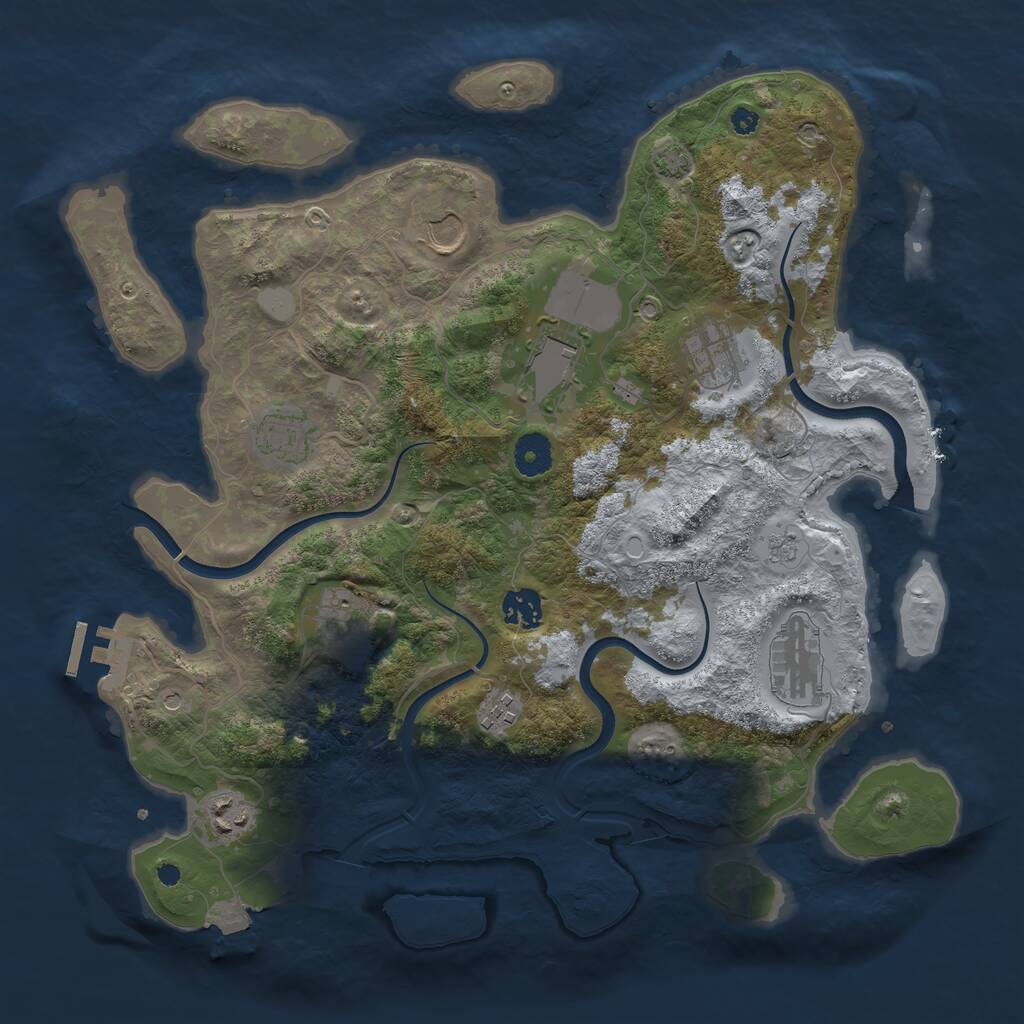 Rust Map: Procedural Map, Size: 3750, Seed: 1646969801, 14 Monuments