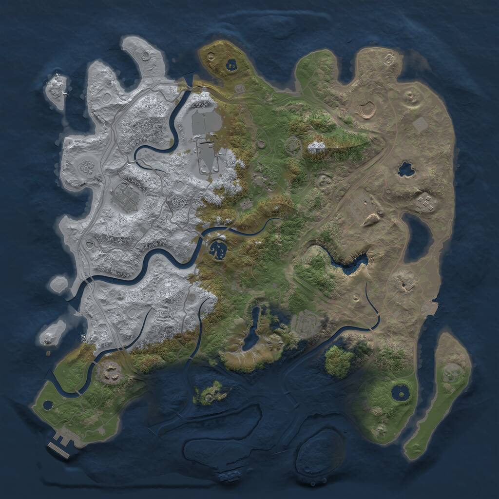 Rust Map: Procedural Map, Size: 4250, Seed: 1721398654, 15 Monuments