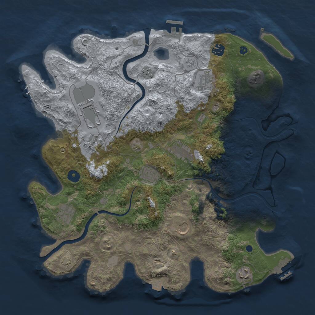 Rust Map: Procedural Map, Size: 3850, Seed: 1650535981, 16 Monuments