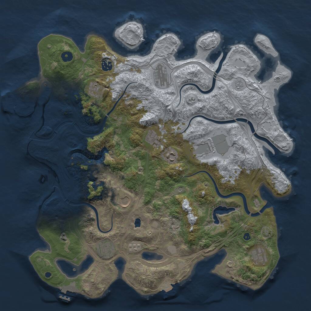 Rust Map: Procedural Map, Size: 4250, Seed: 2134206490, 16 Monuments