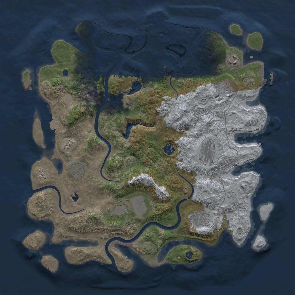 Rust Map: Procedural Map, Size: 4000, Seed: 2028470880, 14 Monuments
