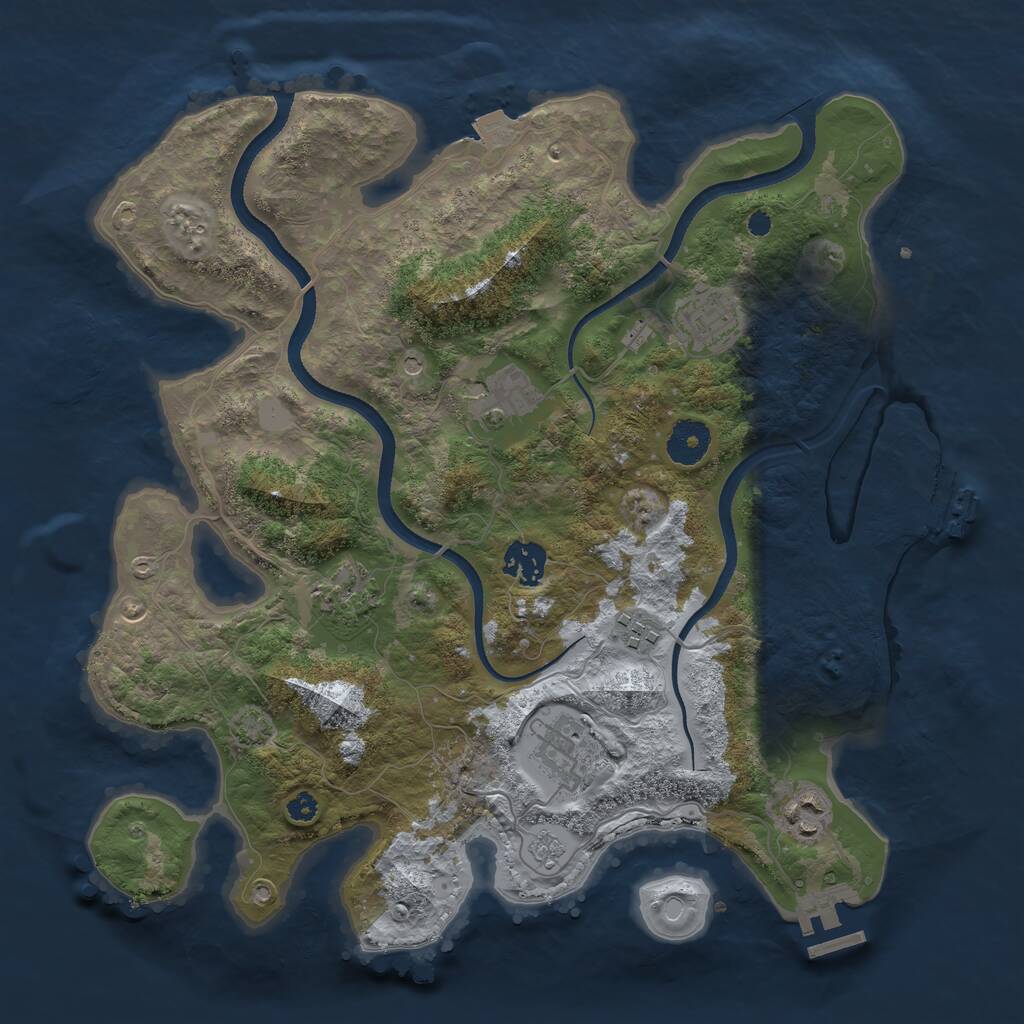 Rust Map: Procedural Map, Size: 3500, Seed: 258336, 13 Monuments