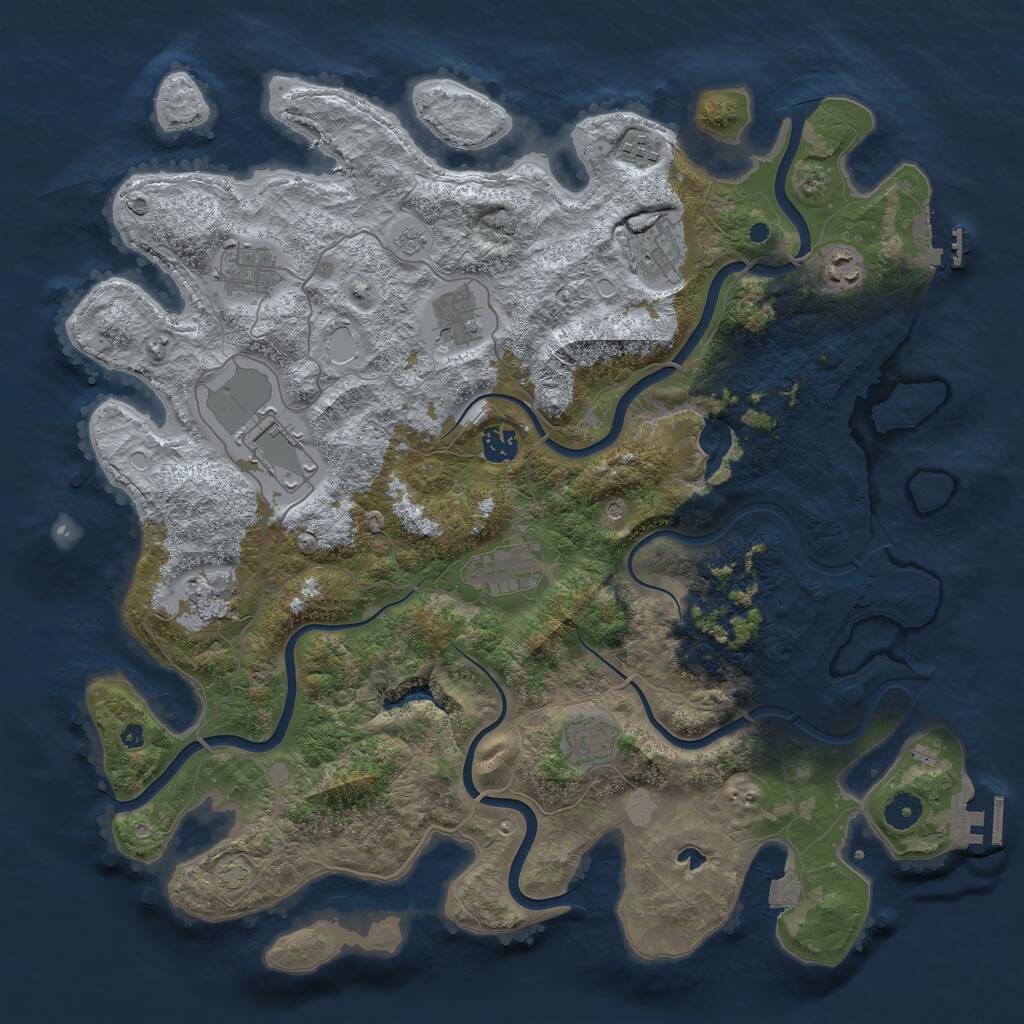 Rust Map: Procedural Map, Size: 4209, Seed: 1833240668, 16 Monuments