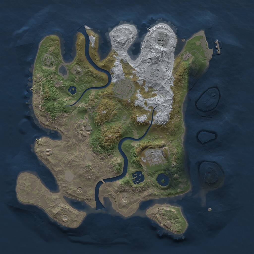 Rust Map: Procedural Map, Size: 3000, Seed: 870293269, 10 Monuments