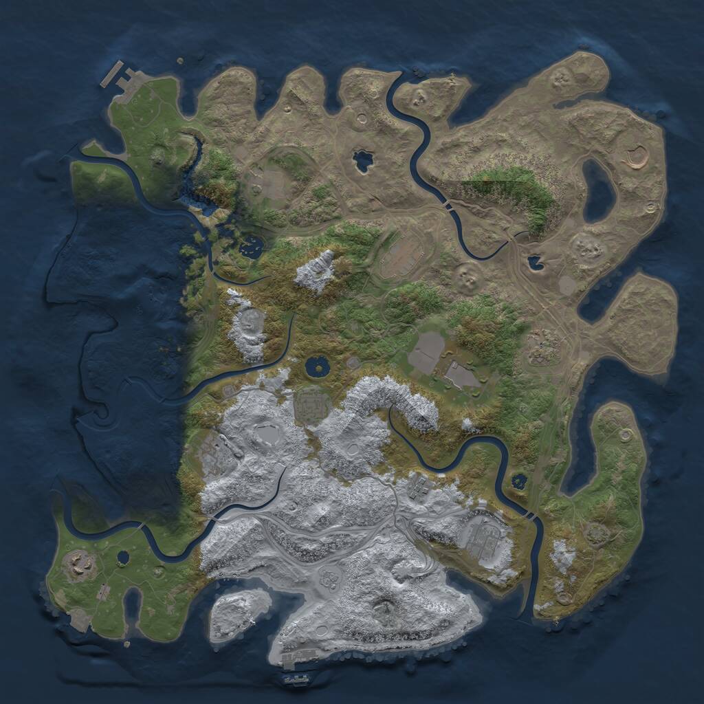 Rust Map: Procedural Map, Size: 4500, Seed: 53447878, 17 Monuments