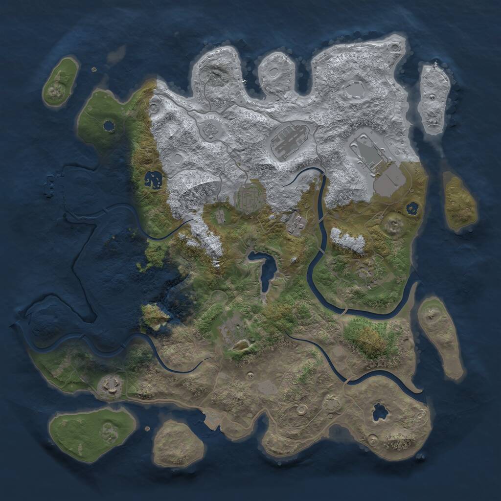 Rust Map: Procedural Map, Size: 4000, Seed: 1893898069, 13 Monuments