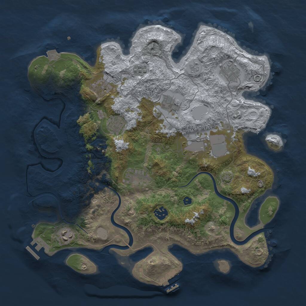 Rust Map: Procedural Map, Size: 3600, Seed: 965245, 15 Monuments