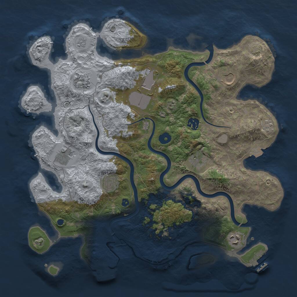 Rust Map: Procedural Map, Size: 3750, Seed: 743828, 15 Monuments