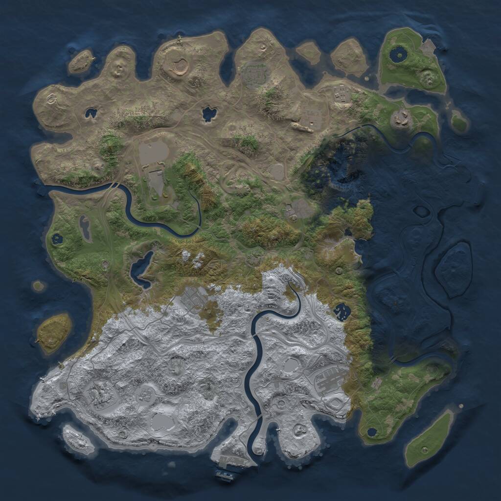 Rust Map: Procedural Map, Size: 4500, Seed: 523391, 17 Monuments