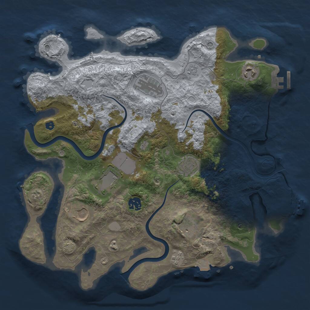 Rust Map: Procedural Map, Size: 3500, Seed: 383354, 14 Monuments