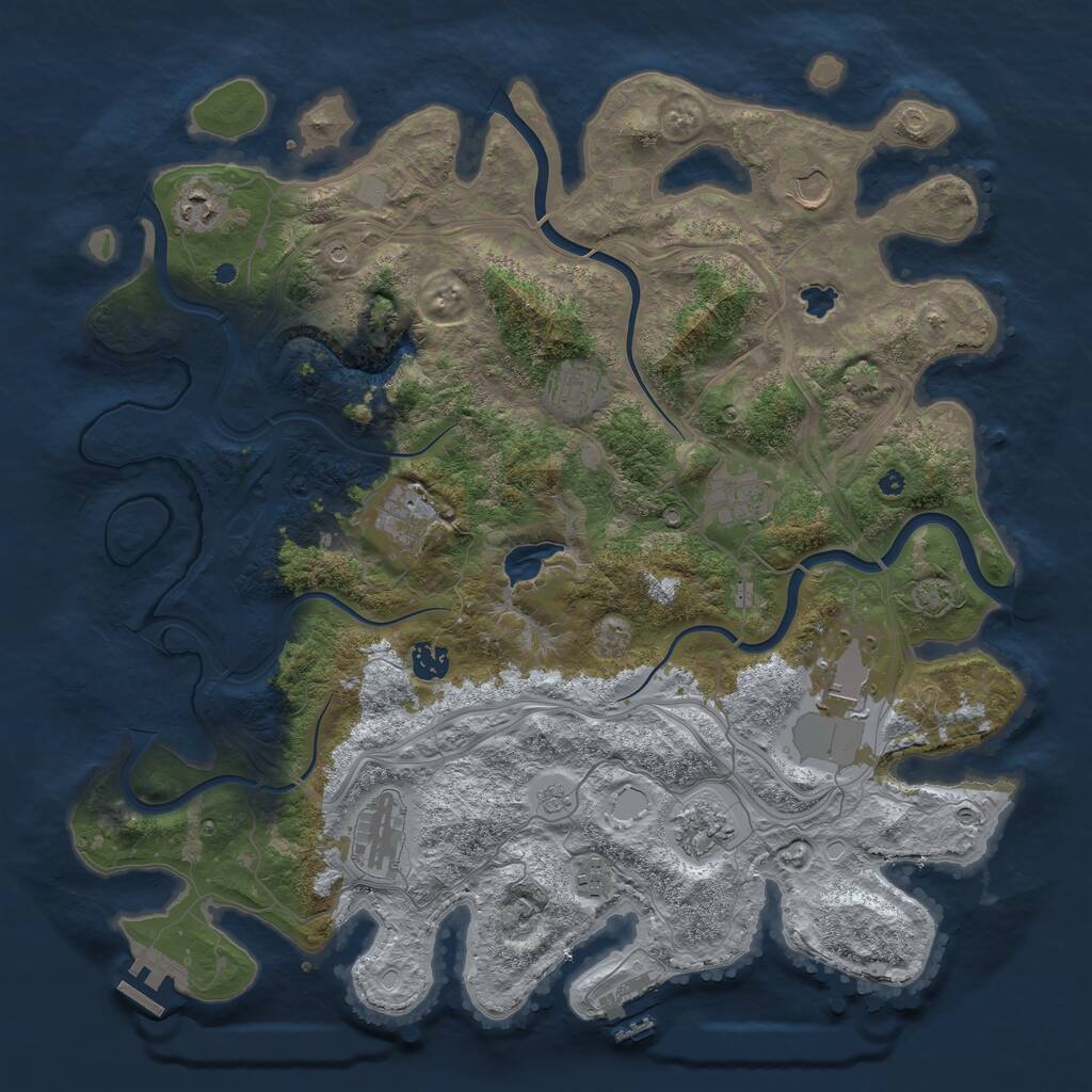 Rust Map: Procedural Map, Size: 4250, Seed: 174677, 16 Monuments