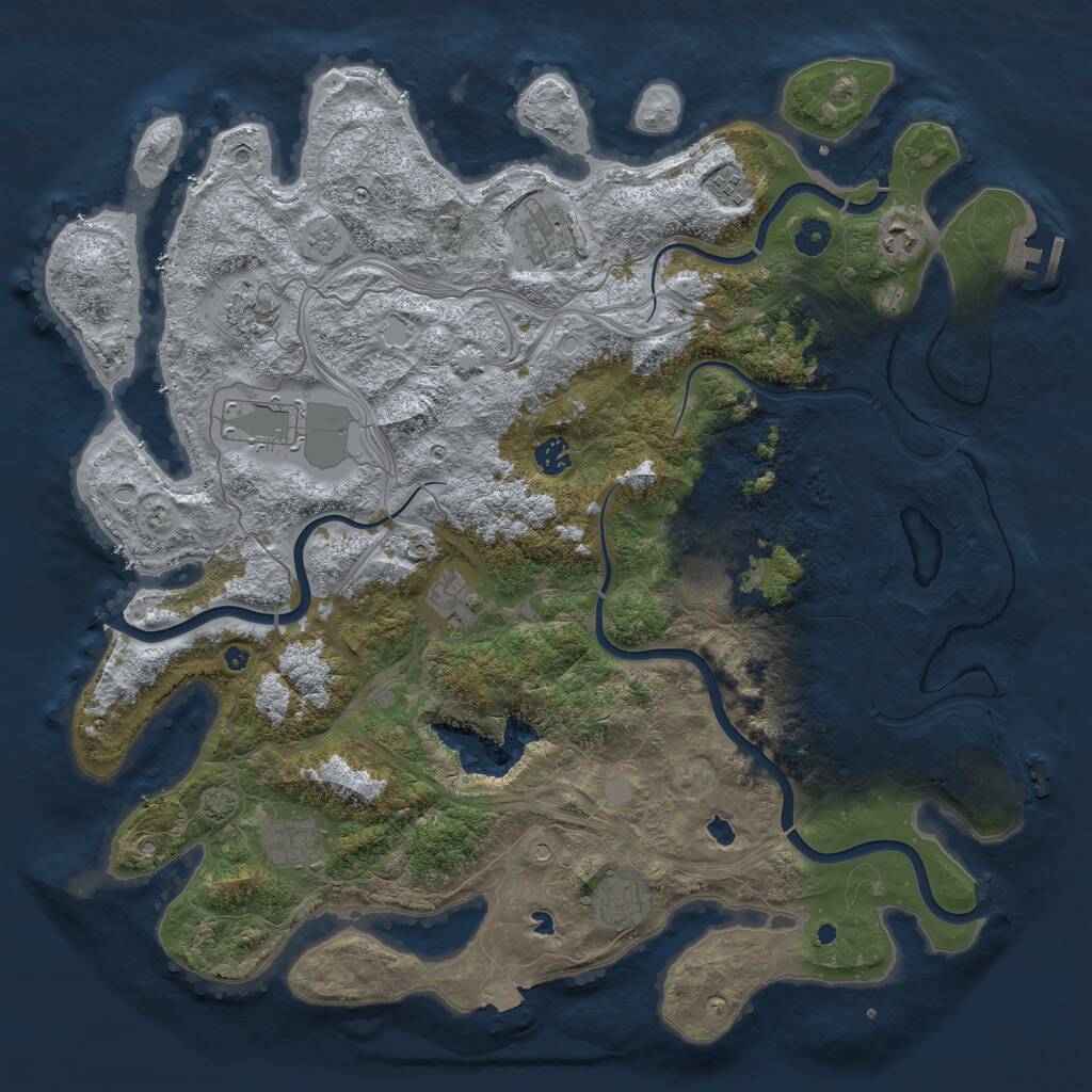 Rust Map: Procedural Map, Size: 4500, Seed: 694026, 16 Monuments