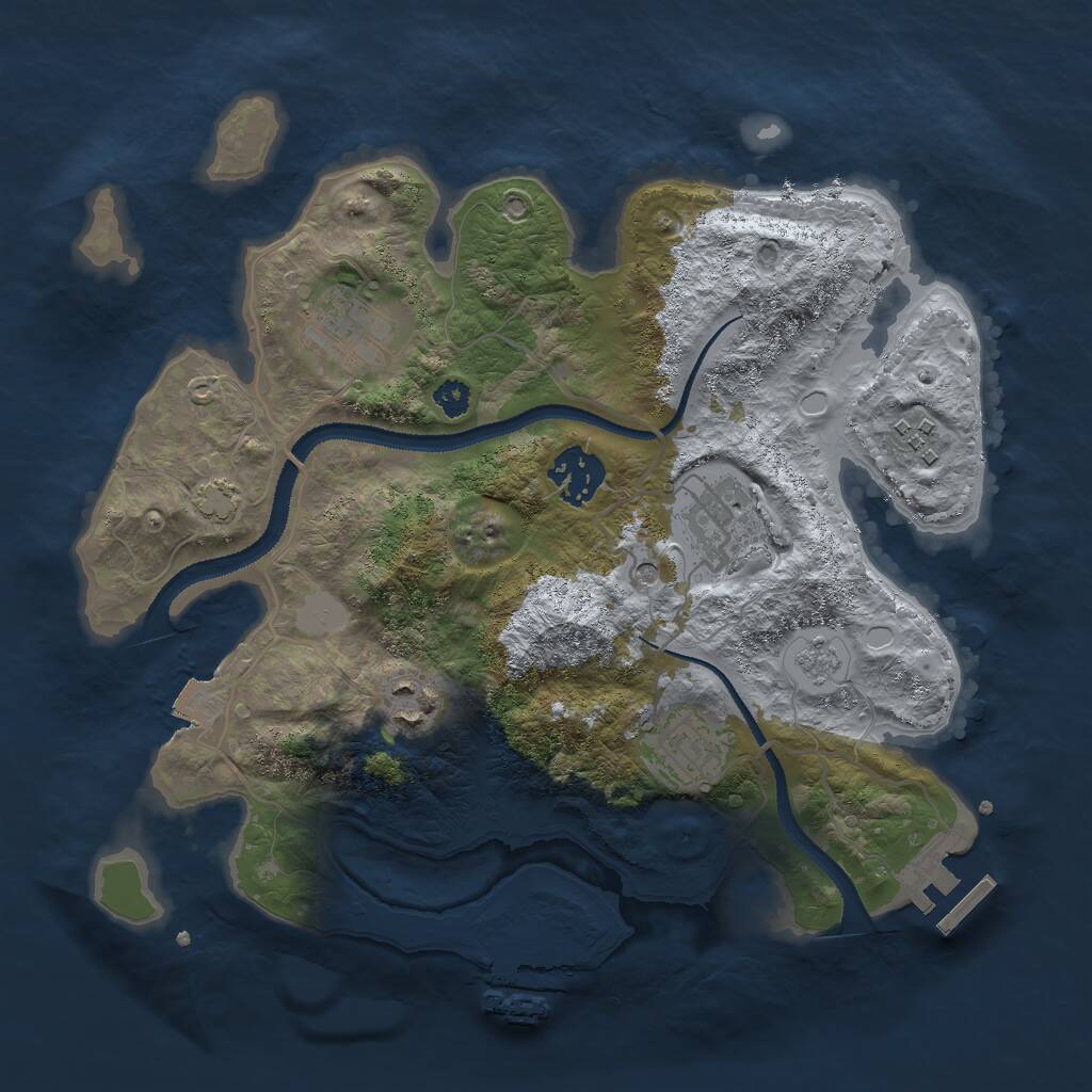 Rust Map: Procedural Map, Size: 3000, Seed: 147705567, 12 Monuments