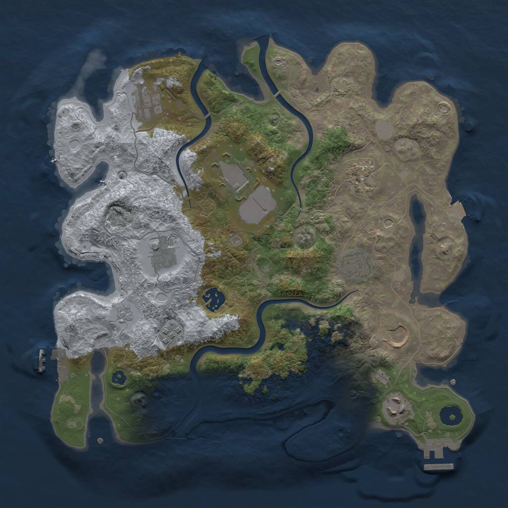 Rust Map: Procedural Map, Size: 3500, Seed: 383153, 15 Monuments