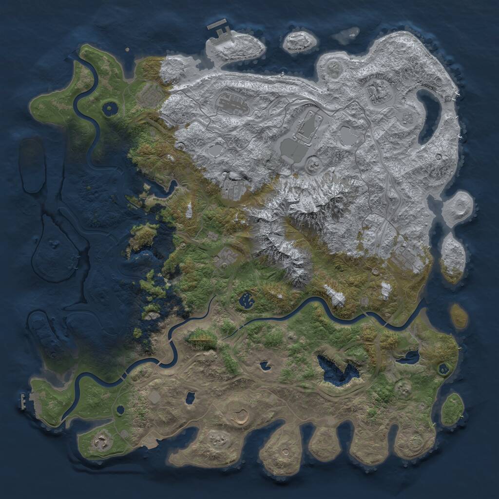 Rust Map: Procedural Map, Size: 5000, Seed: 999784, 17 Monuments