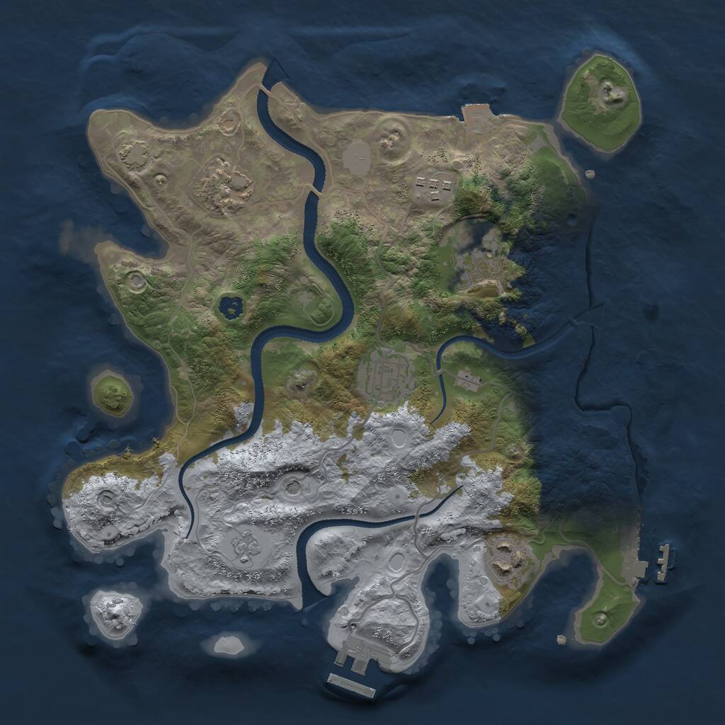 Rust Map: Procedural Map, Size: 3000, Seed: 282318841, 11 Monuments