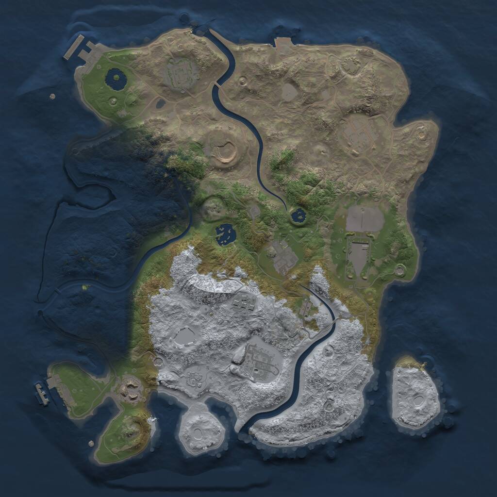 Rust Map: Procedural Map, Size: 3500, Seed: 90760566, 15 Monuments