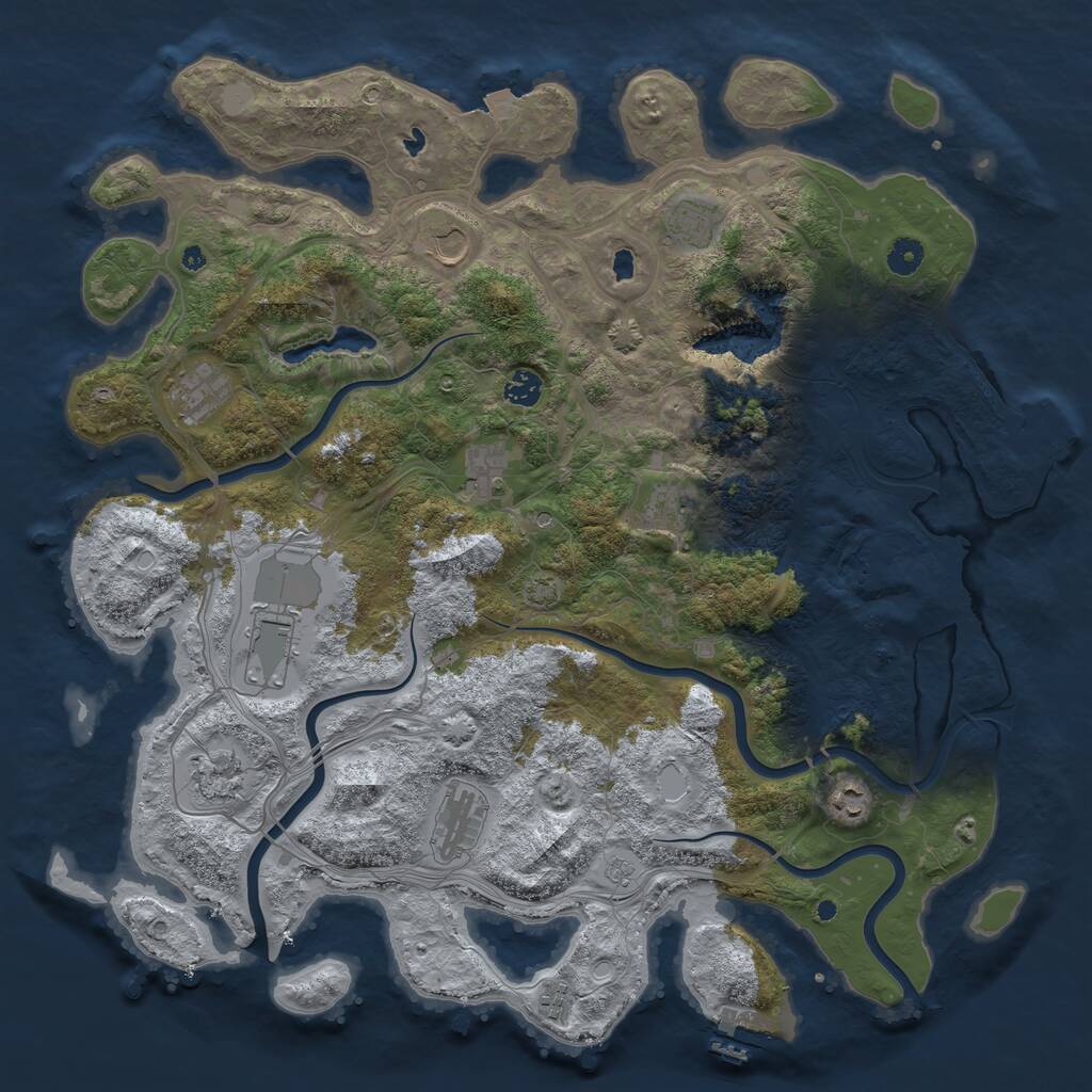 Rust Map: Procedural Map, Size: 4500, Seed: 433184323, 17 Monuments
