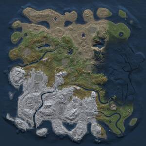 Thumbnail Rust Map: Procedural Map, Size: 4500, Seed: 433184323, 17 Monuments