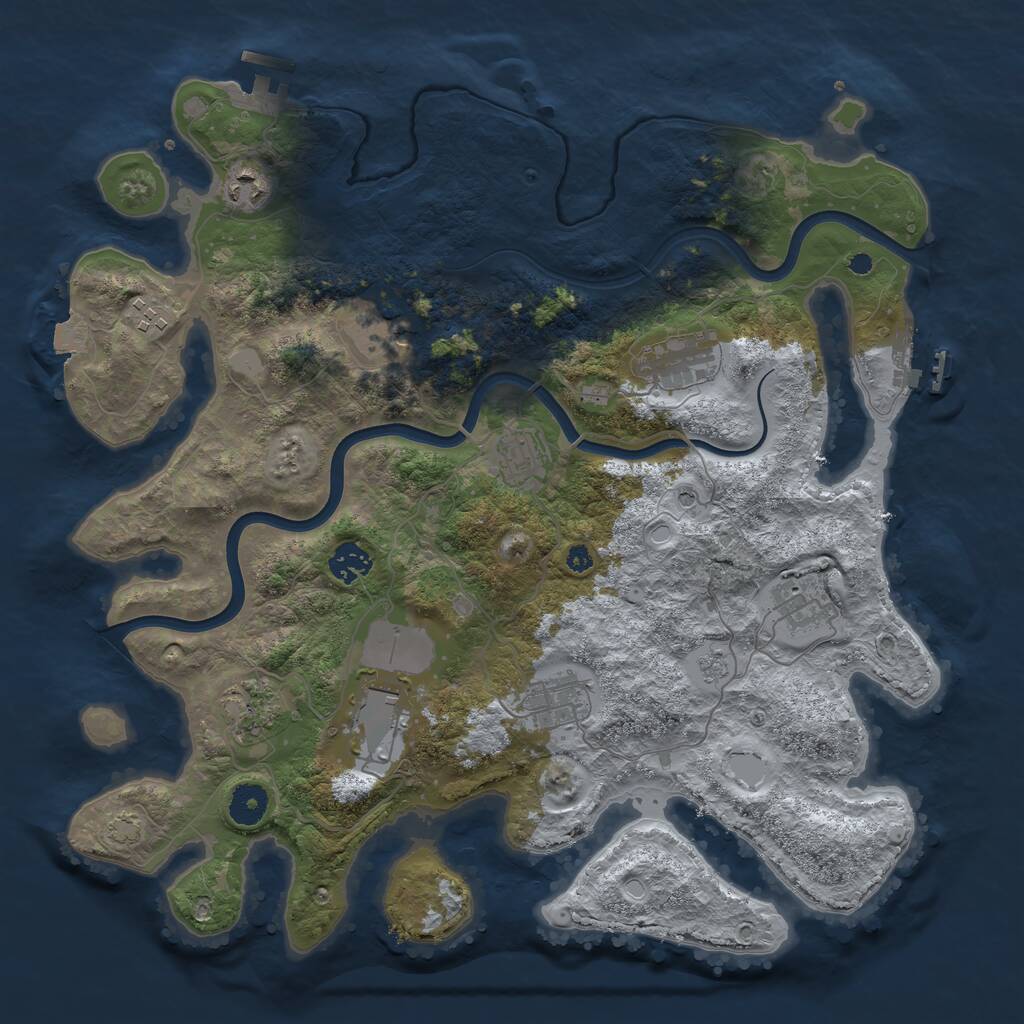 Rust Map: Procedural Map, Size: 3850, Seed: 711755, 16 Monuments